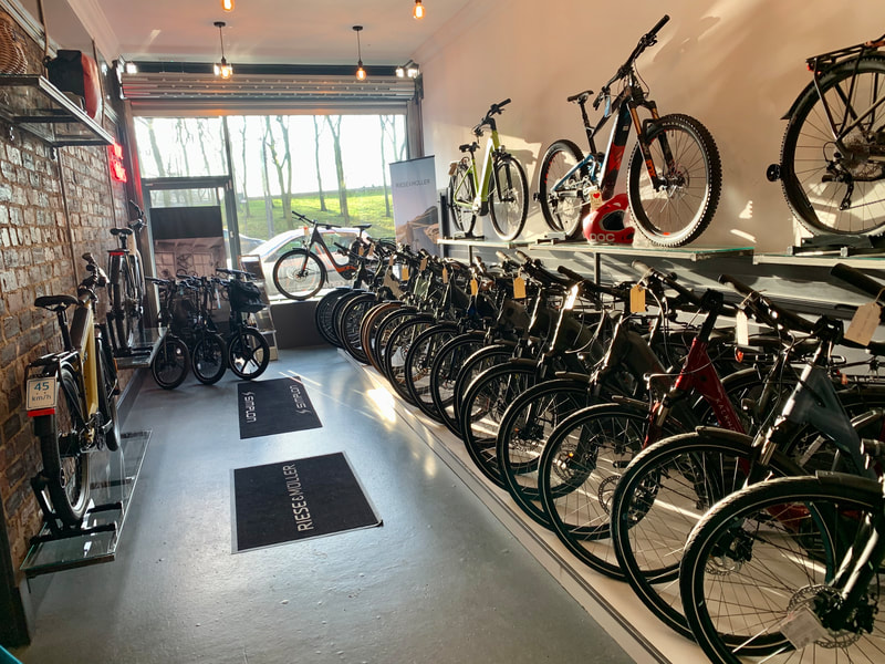 The best range of e-bikes in Scotland. Our showroom including Riese & Müller, Simplon, Coh & Co, Scott, Bergamont and Kalkhoff.